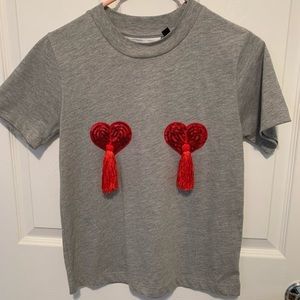 Topshop heart tassel t-shirt size S
